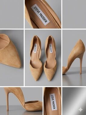 Steve Madden Beige/Tan Suede Pointed D'Orsay Stiletto Pumps